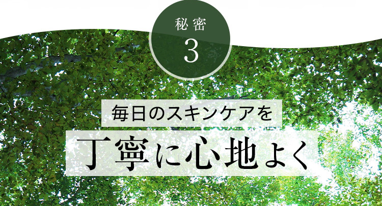 秘密3 毎日のスキンケアを丁寧に心地よく